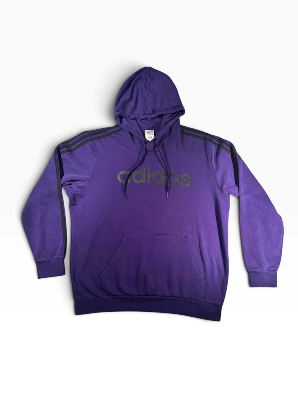 Adidas Purple 3-Stripes Pullover Hoodie with Black Logo